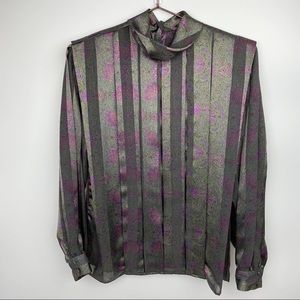 🍄Vintage Erena by Irene Koenig Paisley Pleated Top Size 6